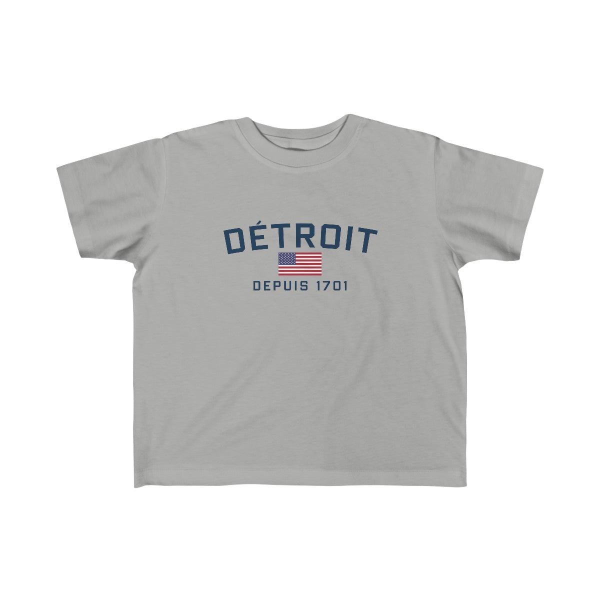 'Détroit Depuis 1701' T-Shirt (w/USA Flag Outline) | Toddler Short Sleeve - Circumspice Michigan