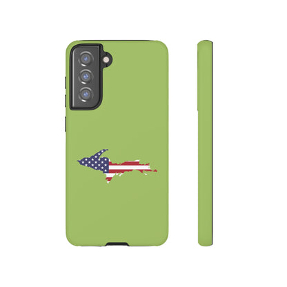 Michigan Upper Peninsula Tough Phone Case (Gooseberry Green w/ UP USA Flag Outline) | Samsung & Pixel Android