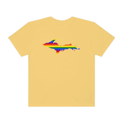 Michigan Upper Peninsula T-Shirt (w/ UP Pride Flag Outline) | Unisex Garment-Dyed