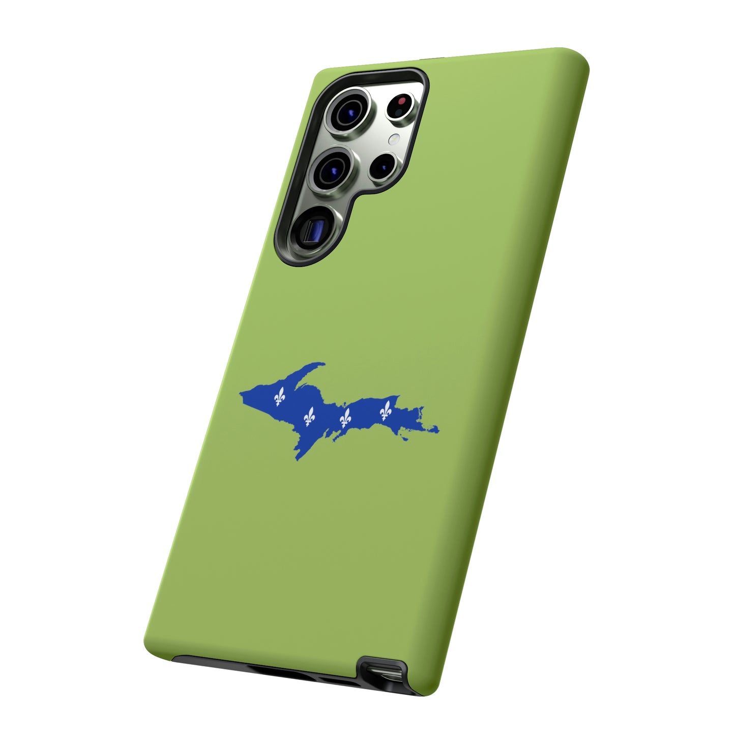 Michigan Upper Peninsula Tough Phone Case (Gooseberry Green w/ UP Quebec Flag Outline) | Samsung & Pixel Android