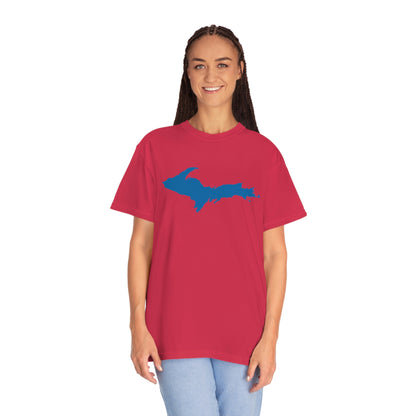 Michigan Upper Peninsula T-Shirt (w/ Azure UP Outline) | Unisex Garment-Dyed