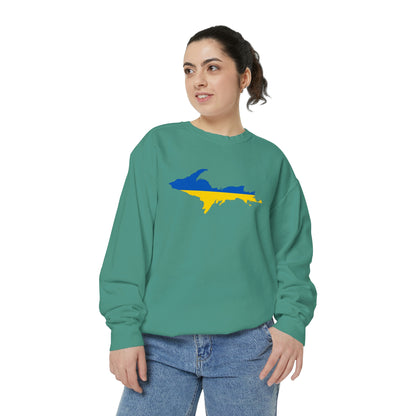 Michigan Upper Peninsula Sweatshirt (w/ UP Ukraine Outline) | Unisex Garment Dyed