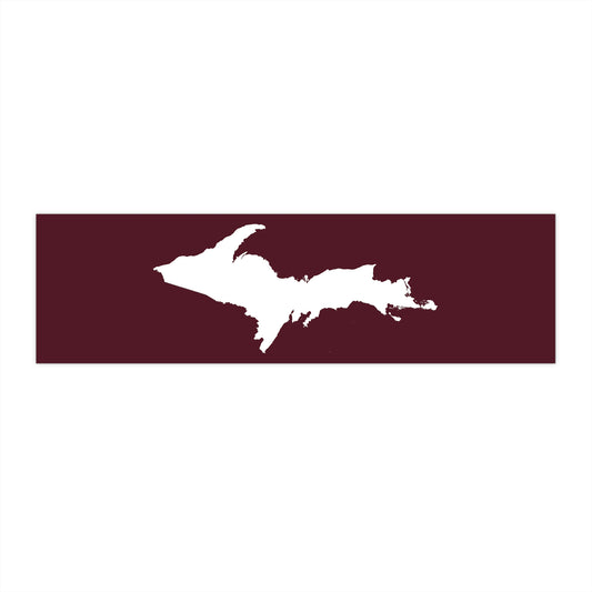 Michigan Upper Peninsula Bumper Sticker (w/ UP Outline) | Pinot Red Background