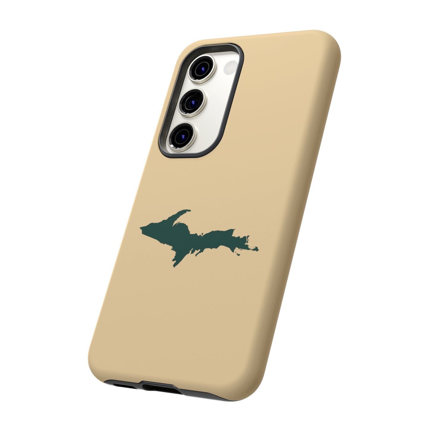 Michigan Upper Peninsula Tough Phone Case (Maple Color w/ Green UP Outline) | Samsung & Pixel Android