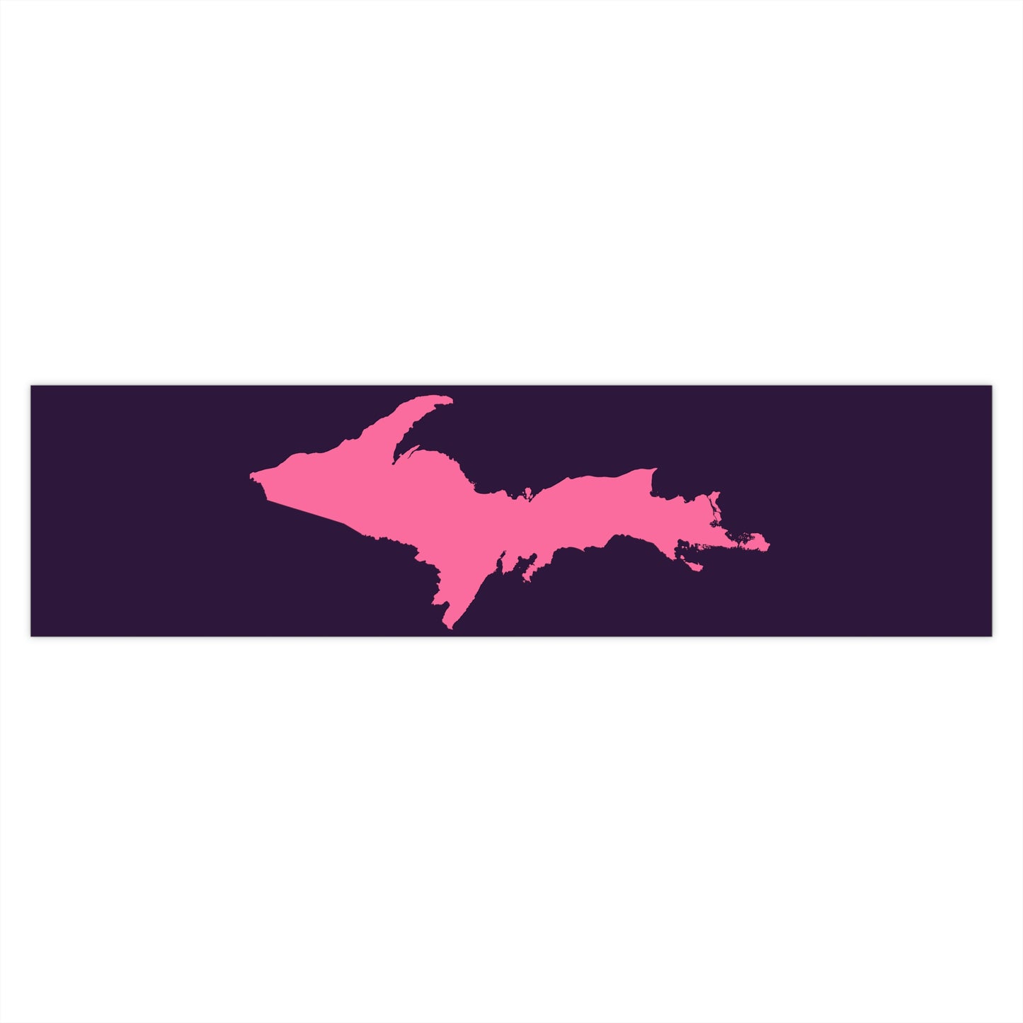 Michigan Upper Peninsula Bumper Sticker (w/ Pink UP Outline) | Blackcurrant Background