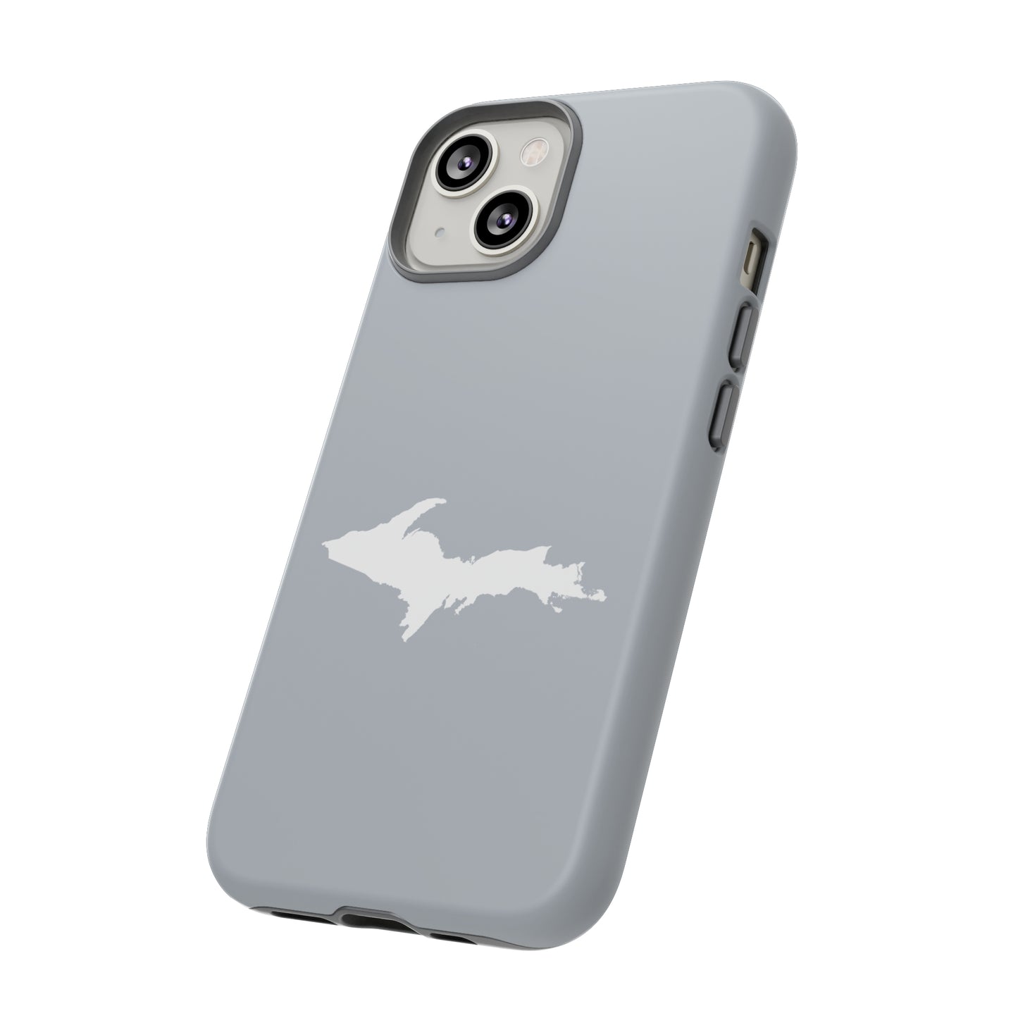 Michigan Upper Peninsula Tough Phone Case (Silver w/ UP Outline) | Apple iPhone