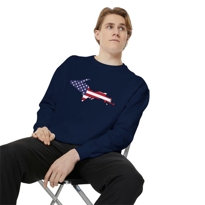 Michigan Upper Peninsula Sweatshirt (w/ UP USA Flag Outline) | Unisex Garment Dyed