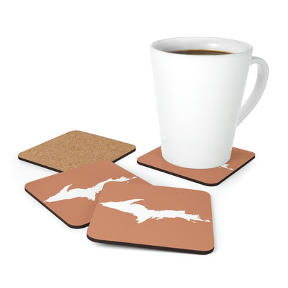 Michigan Upper Peninsula Coaster Set (Copper Color w/ UP Outline) | Corkwood - 4 pack