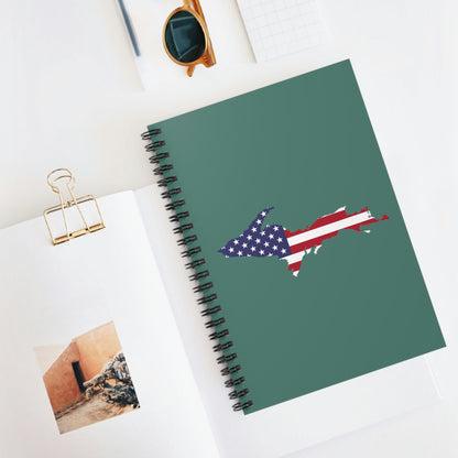 Michigan Upper Peninsula Spiral Notebook (w/ UP USA Flag Outline) | Copper Green