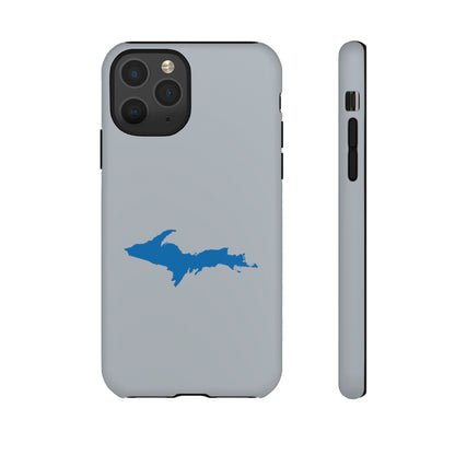 Michigan Upper Peninsula Tough Phone Case (Silver w/ Azure UP Outline) | Apple iPhone