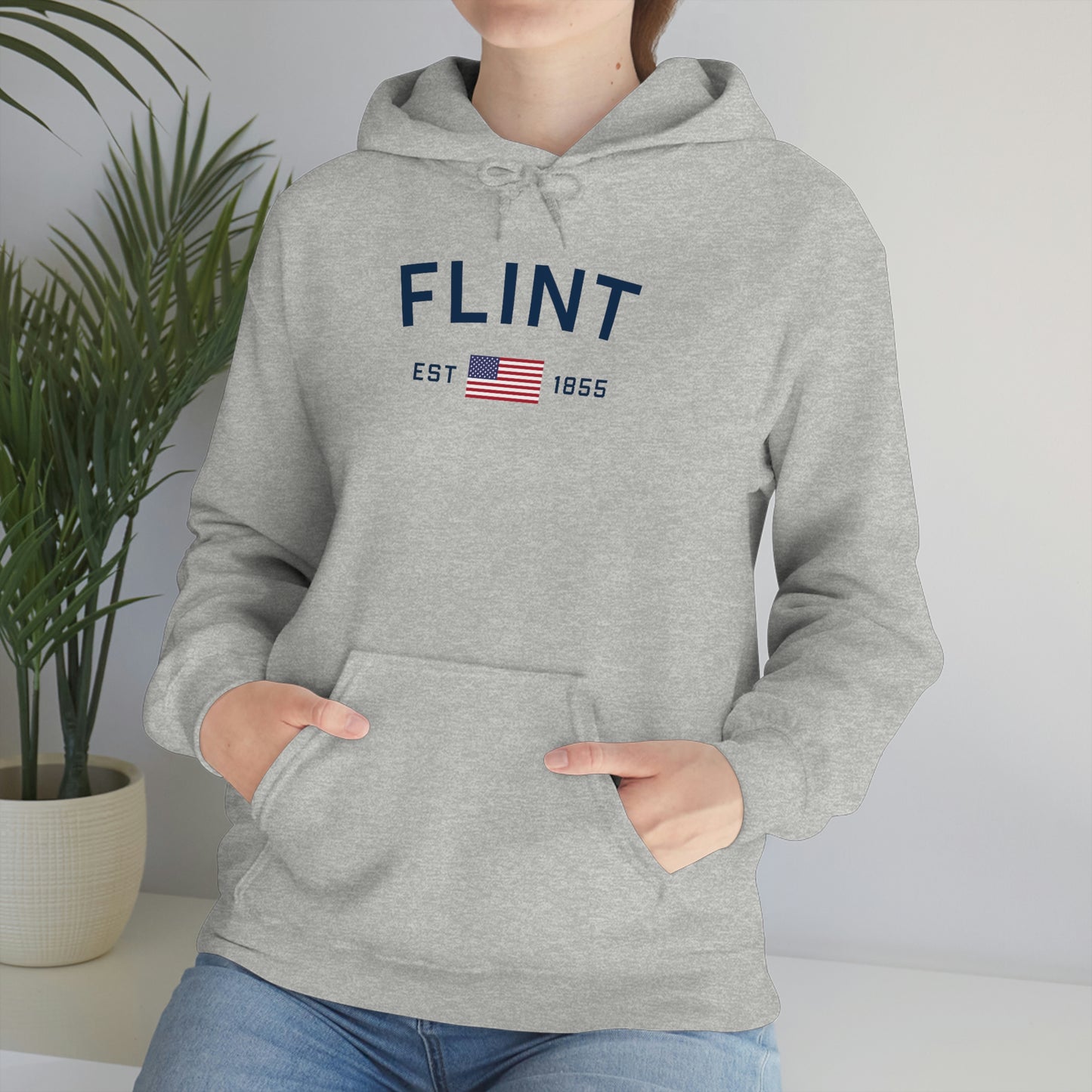 'Flint EST 1855' Hoodie (w/USA Flag Outline) | Unisex Standard