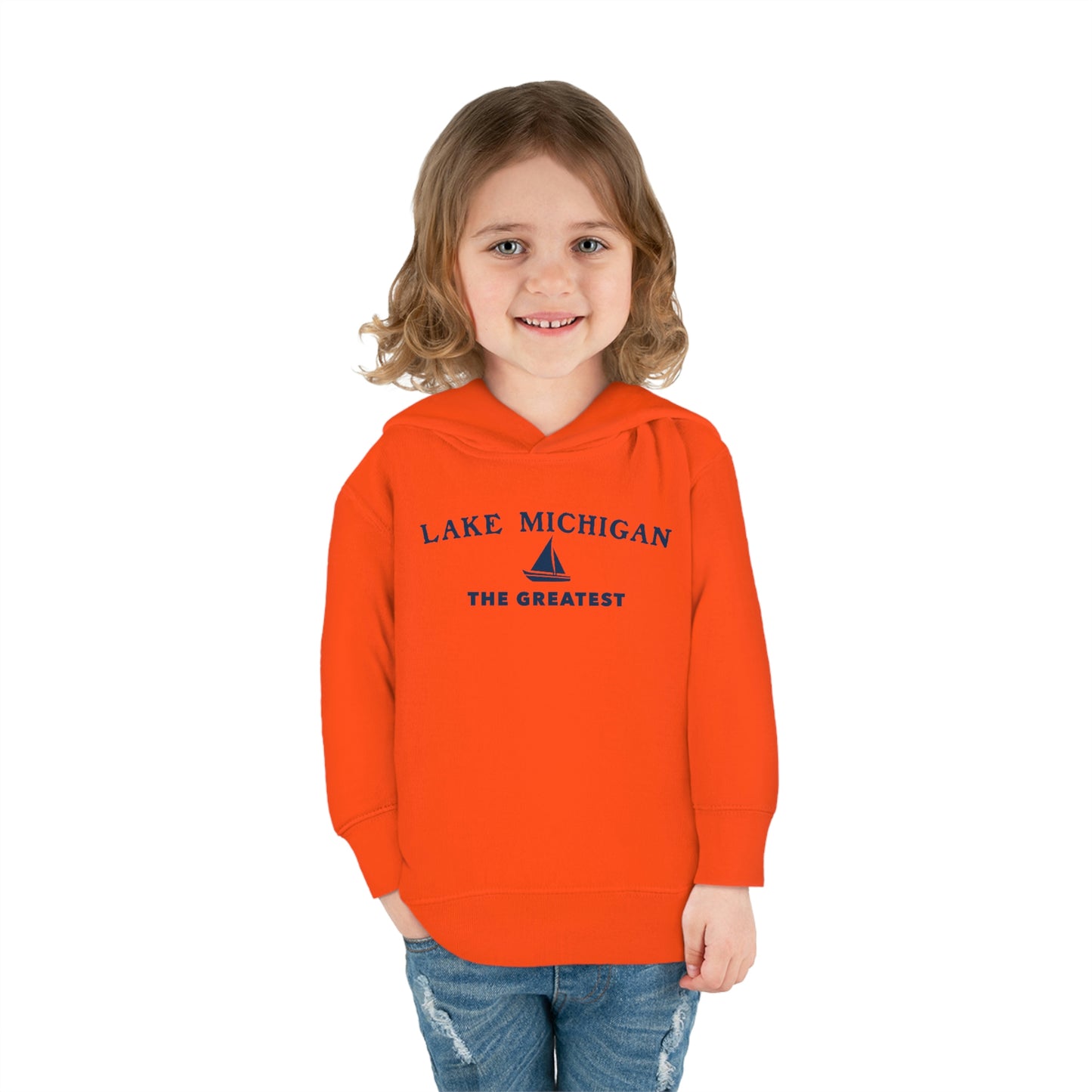 'Lake Michigan The Greatest' Hoodie (w/USA Flag Outline) | Unisex Toddler