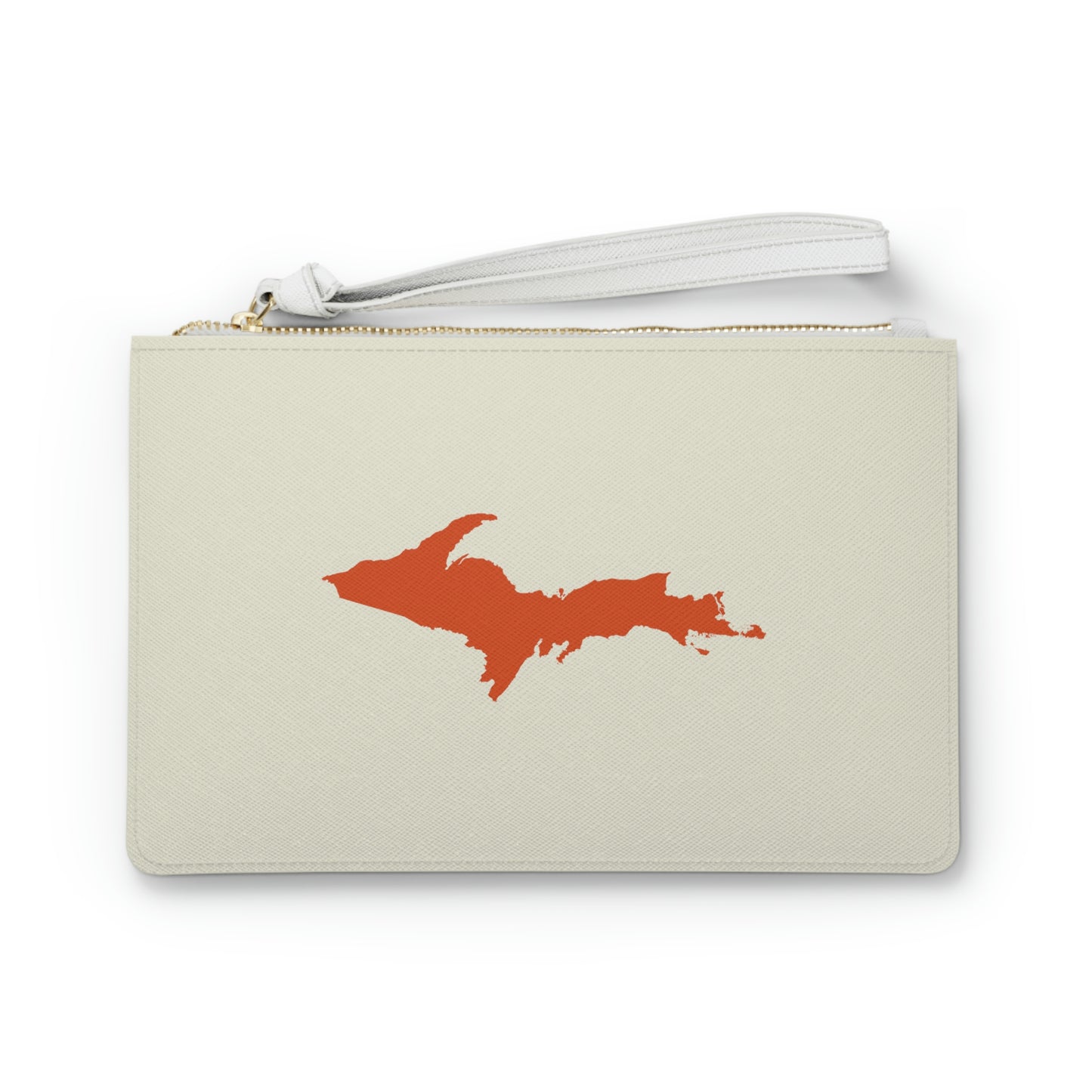 Michigan Upper Peninsula Clutch Bag (Ivory Color w/ Maple Leaf Orange UP Outline)