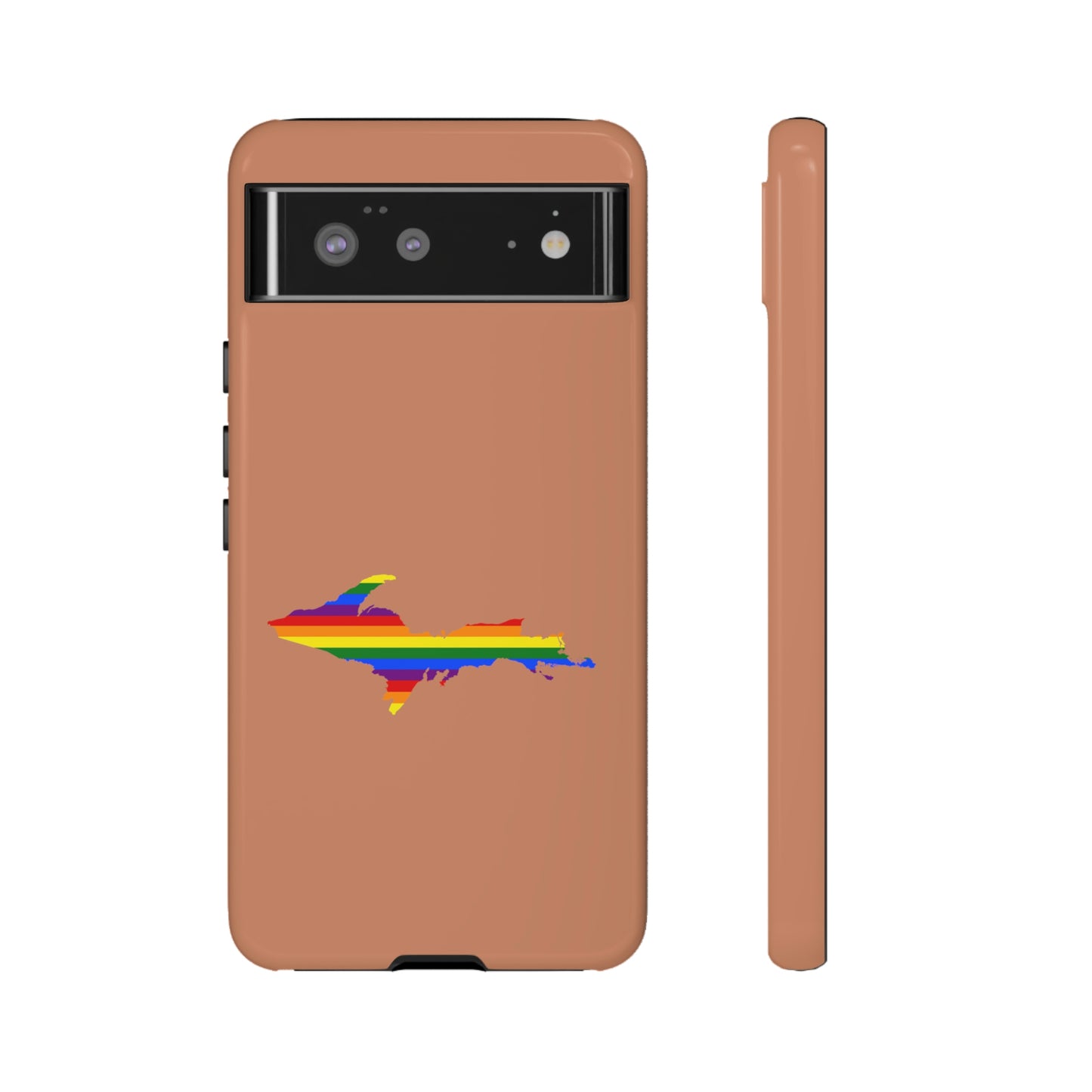 Michigan Upper Peninsula Tough Phone Case (Copper Color w/ UP Pride Flag Outline) | Samsung & Pixel Android