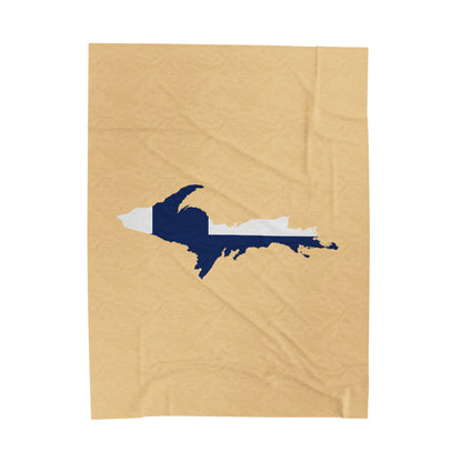 Michigan Upper Peninsula Plush Blanket (w/ UP Finland Flag Outline) | Maple Color