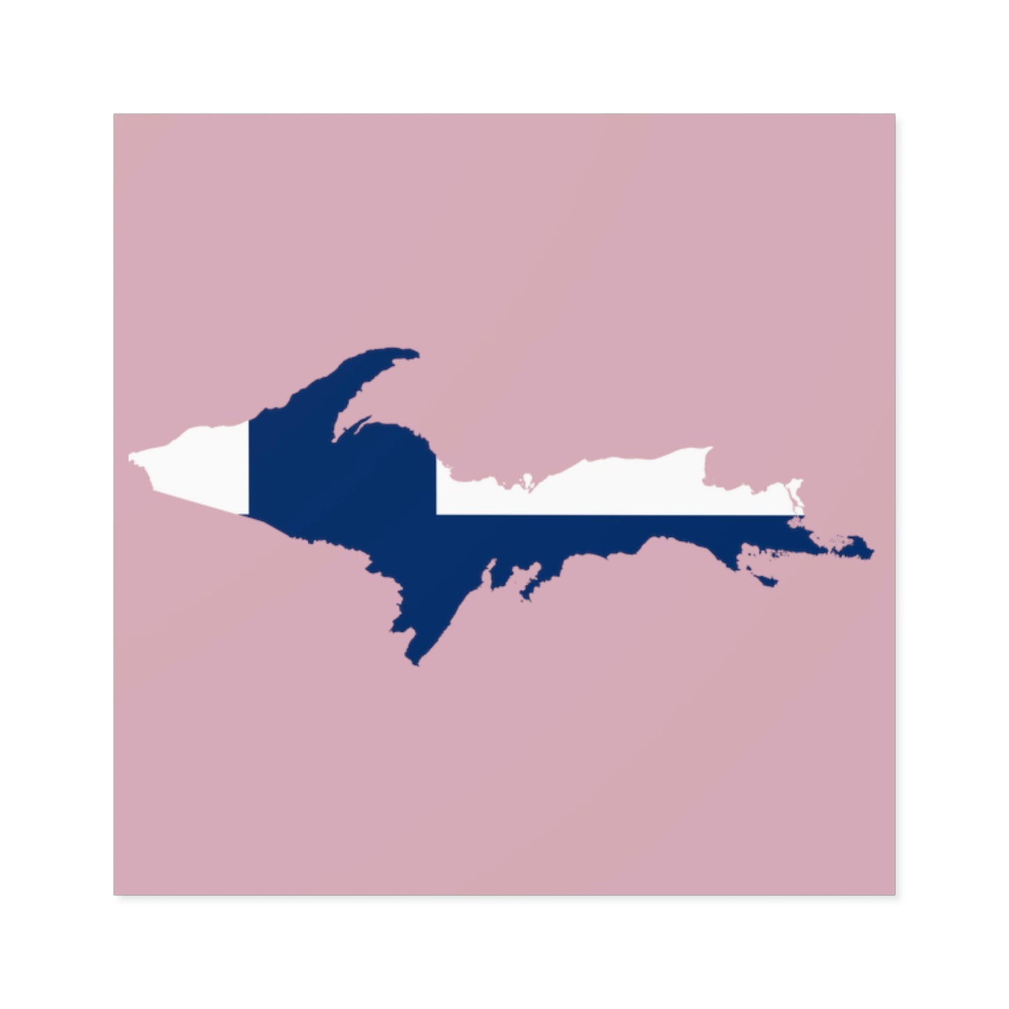 Michigan Upper Peninsula Square Sticker (Pink w/ UP Finland Flag Outline) | Indoor/Outdoor