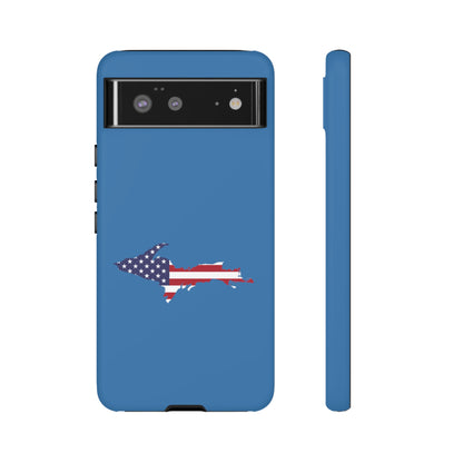 Michigan Upper Peninsula Tough Phone Case (Lake Superior Blue w/ UP USA Flag Outline) | Samsung & Pixel Android