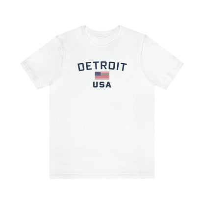 'Detroit USA' T-Shirt (w/ USA Flag Outline) | Unisex Standard Fit