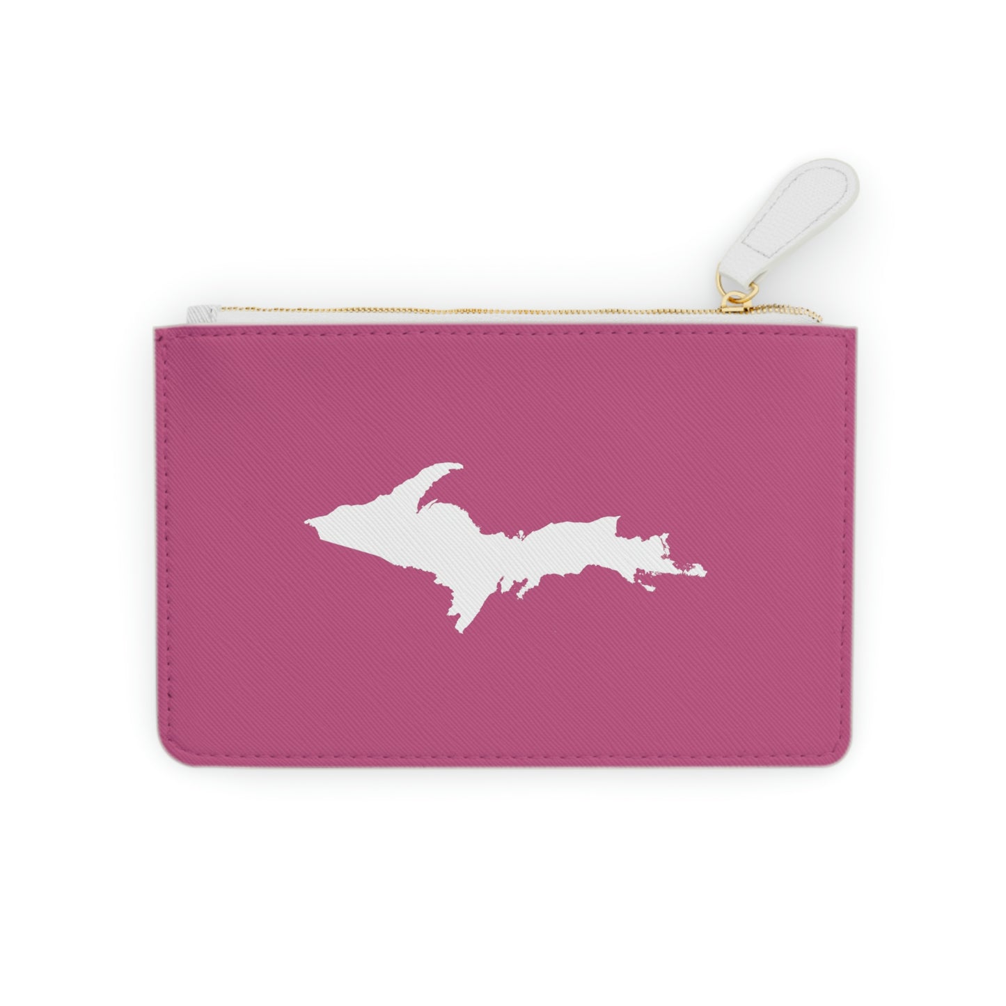 Michigan Upper Peninsula Mini Clutch Bag (Apple Blossom Pink w/ UP Outline)