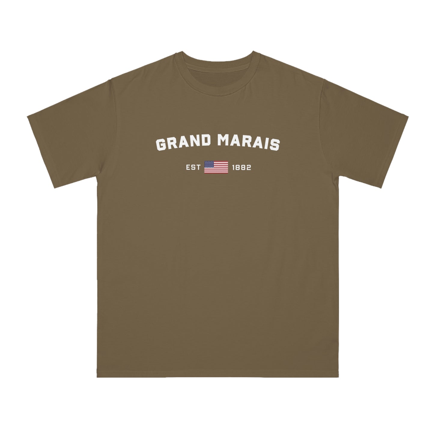 'Grand Marais EST 1882' T-Shirt (w/ USA Flag Outline) | Organic Unisex