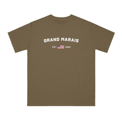 'Grand Marais EST 1882' T-Shirt (w/ USA Flag Outline) | Organic Unisex