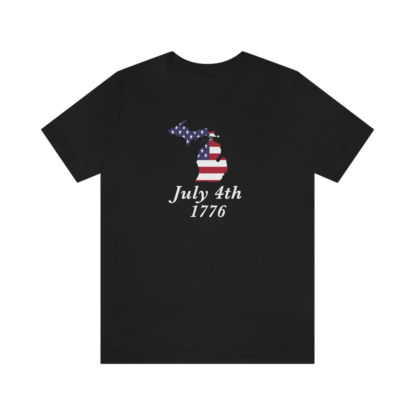 Michigan 'July 4th 1776' T-Shirt (Baskerville Font w/ MI USA Outline) | Unisex Standard Fit