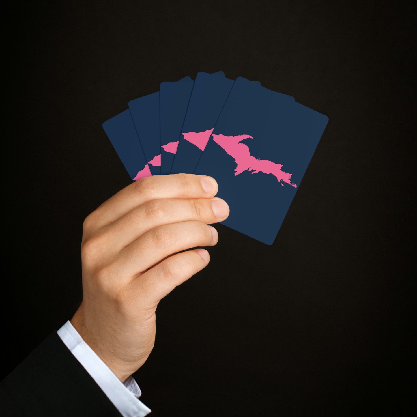 Michigan Upper Peninsula Poker Cards (Navy w/ Pink UP Outline)