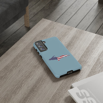 Michigan Upper Peninsula Tough Phone Case (Opal Blue w/ UP USA Flag Outline) | Samsung & Pixel Android