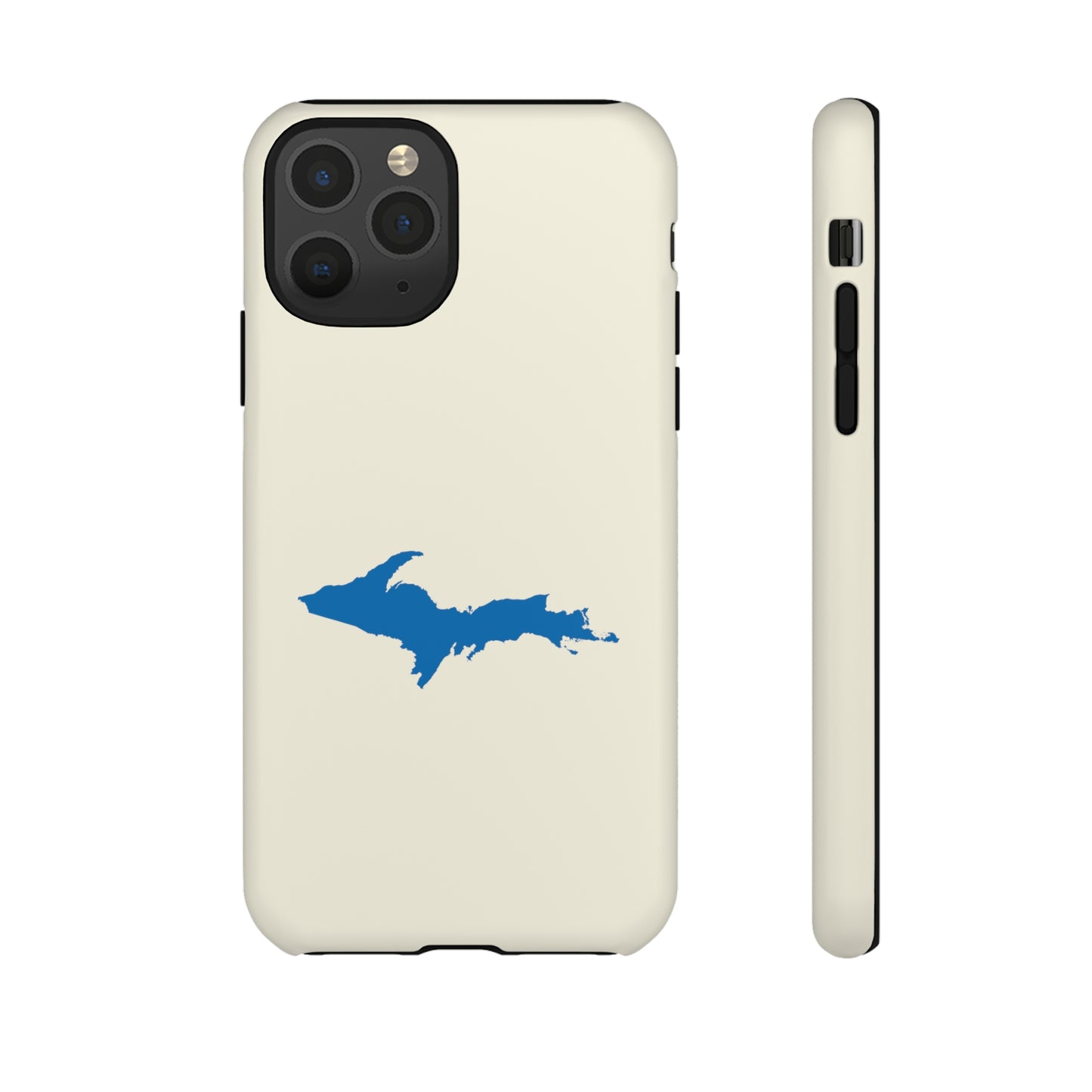 Michigan Upper Peninsula Tough Phone Case (Ivory Color w/ Azure UP Outline) | Apple iPhone