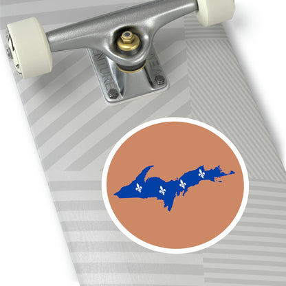 Michigan Upper Peninsula Round Stickers (Copper Color w/ UP Quebec Flag Outline) | Indoor\Outdoor