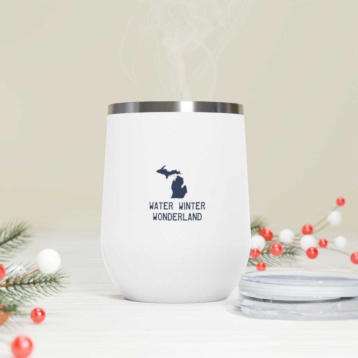 'Water Winter Wonderland' Michigan Insulated Wine Tumbler | 12oz Stainless Steel - Circumspice Michigan