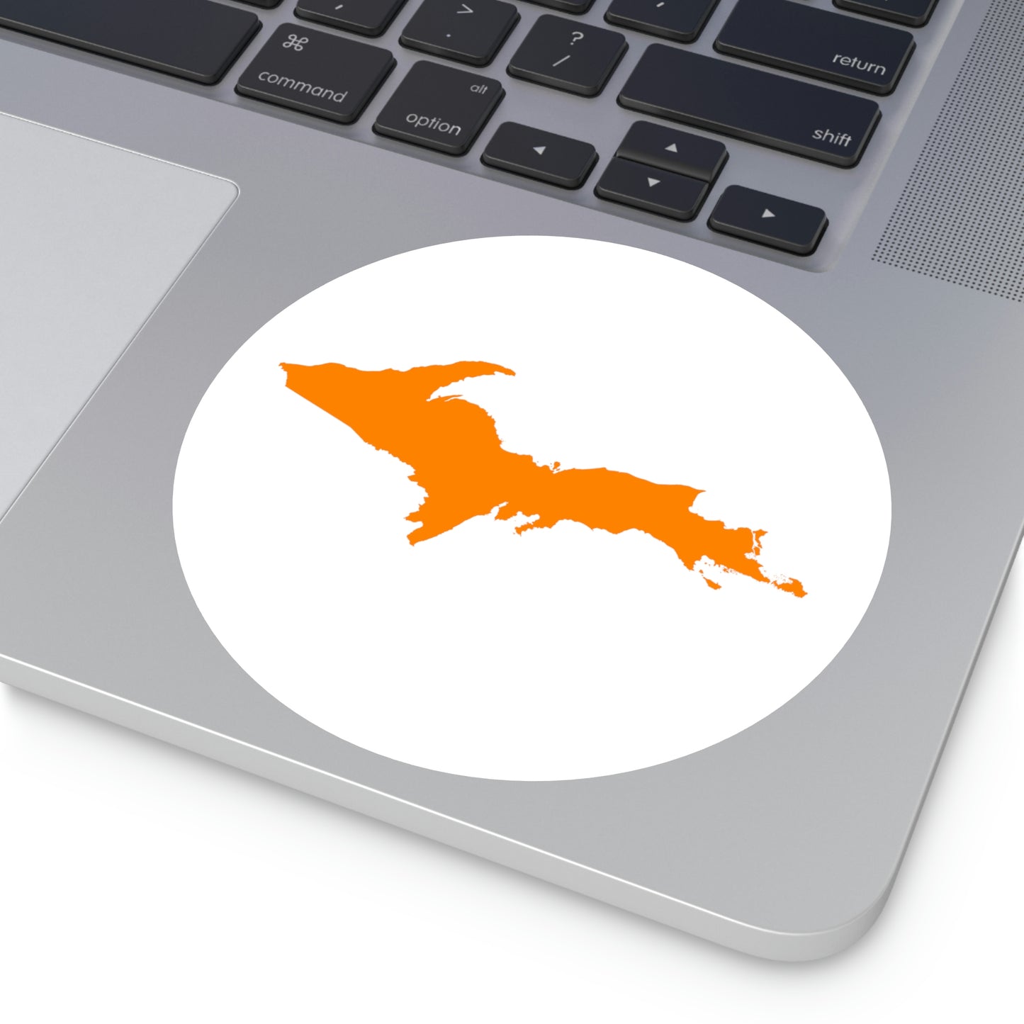 Michigan Upper Peninsula Round Stickers ( w/ Orange UP Outline) | Indoor\Outdoor