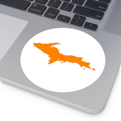 Michigan Upper Peninsula Round Stickers ( w/ Orange UP Outline) | Indoor\Outdoor