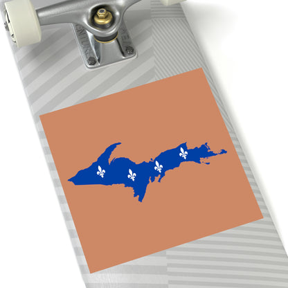 Michigan Upper Peninsula Square Sticker (Copper Color w/ UP Quebec Flag Outline) | Indoor/Outdoor