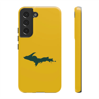 Michigan Upper Peninsula Tough Phone Case (Gold w/ Green UP Outline) | Samsung & Pixel Android