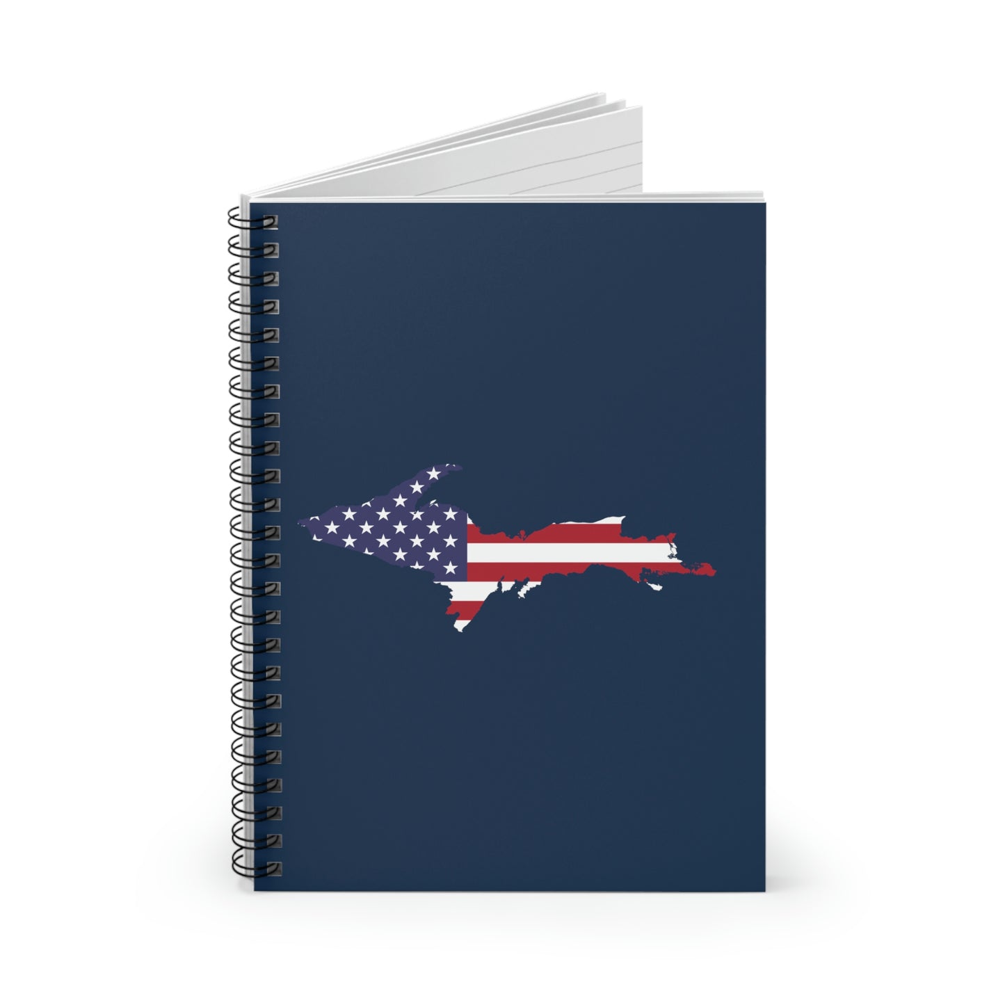 Michigan Upper Peninsula Spiral Notebook (w/ UP USA Flag Outline) | Navy