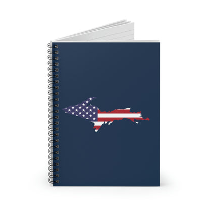 Michigan Upper Peninsula Spiral Notebook (w/ UP USA Flag Outline) | Navy