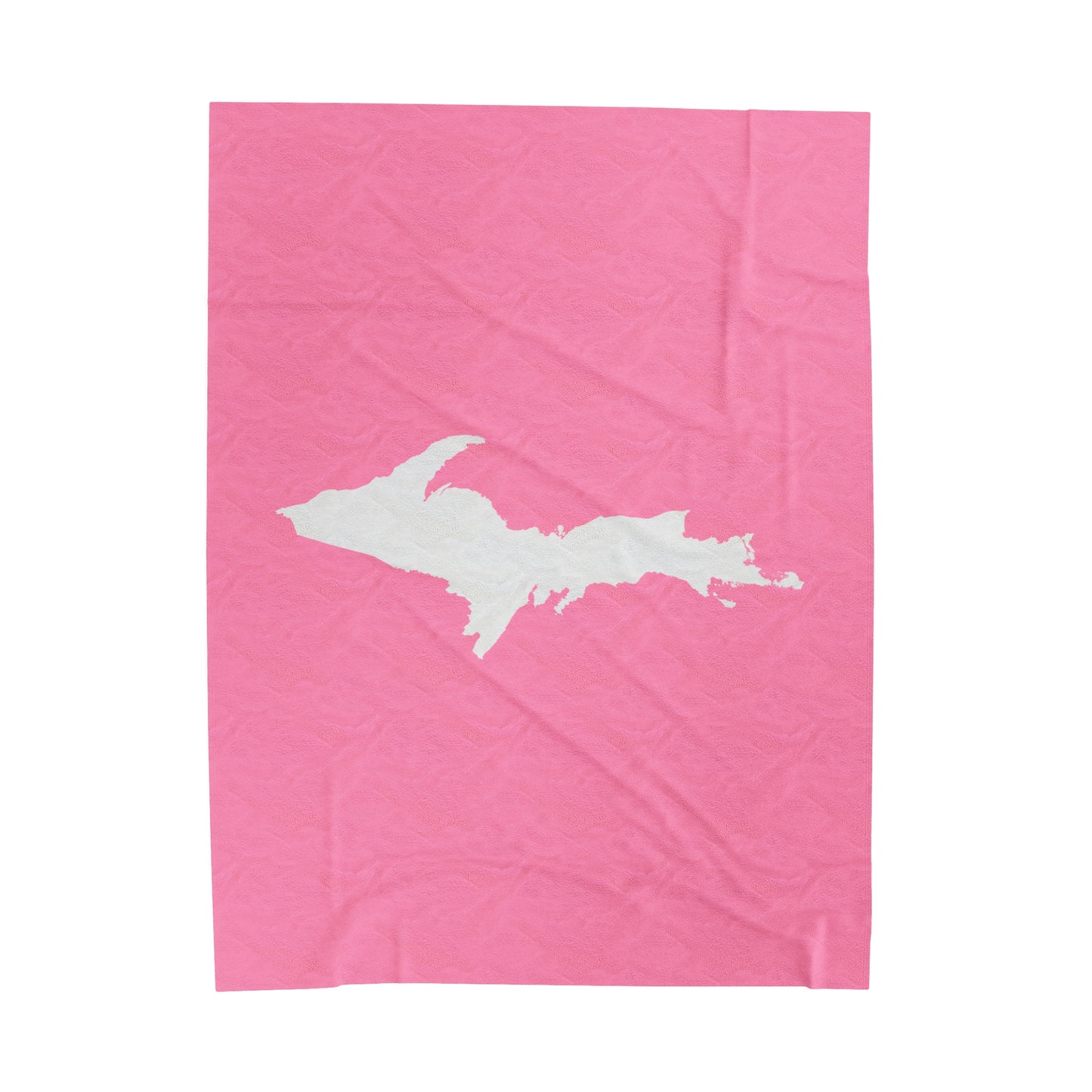 Michigan Upper Peninsula Plush Blanket (w/ UP Outline) | '67 Caddie Pink