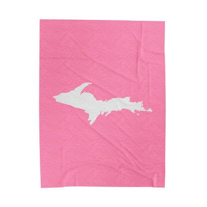 Michigan Upper Peninsula Plush Blanket (w/ UP Outline) | '67 Caddie Pink