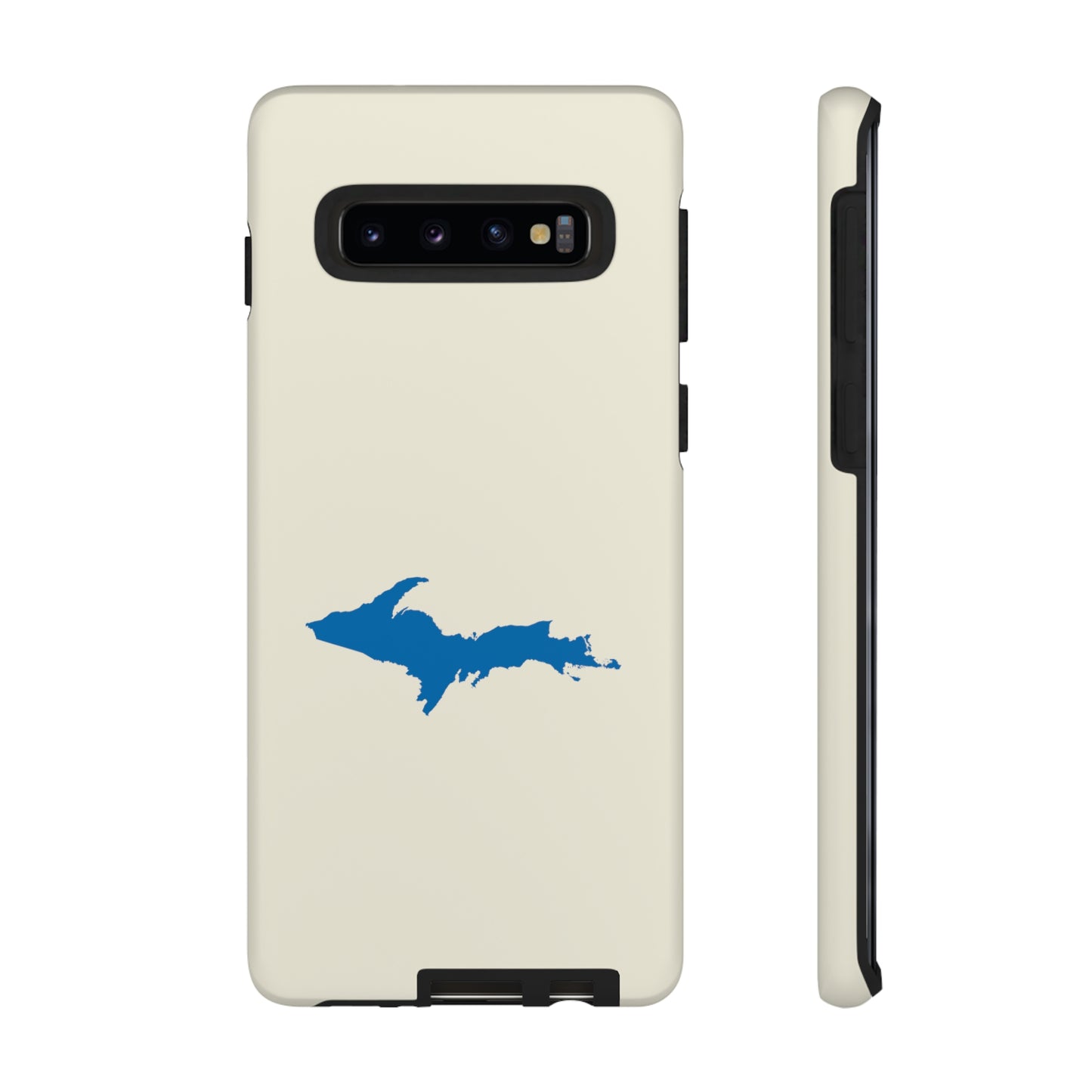 Michigan Upper Peninsula Tough Phone Case (Ivory Color w/ Azure UP Outline) | Samsung & Pixel Android