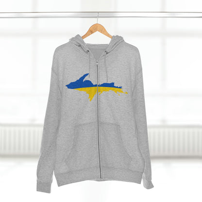 Michigan Upper Peninsula Full-Zip Hoodie (w/ UP Ukraine Flag Outline)