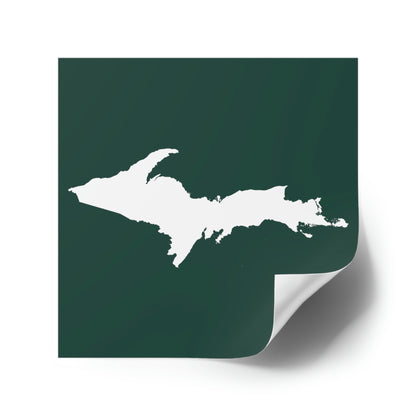 Michigan Upper Peninsula Square Sticker (Green w/ UP Outline) | Indoor/Outdoor