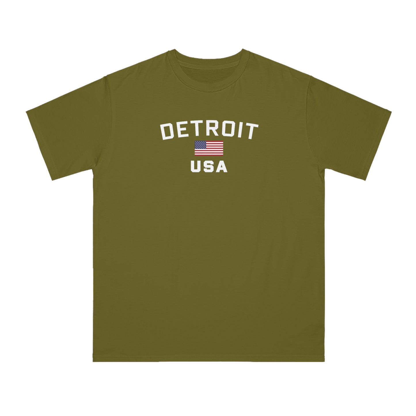 'Detroit USA' T-Shirt (w/ USA Flag) | Organic Unisex