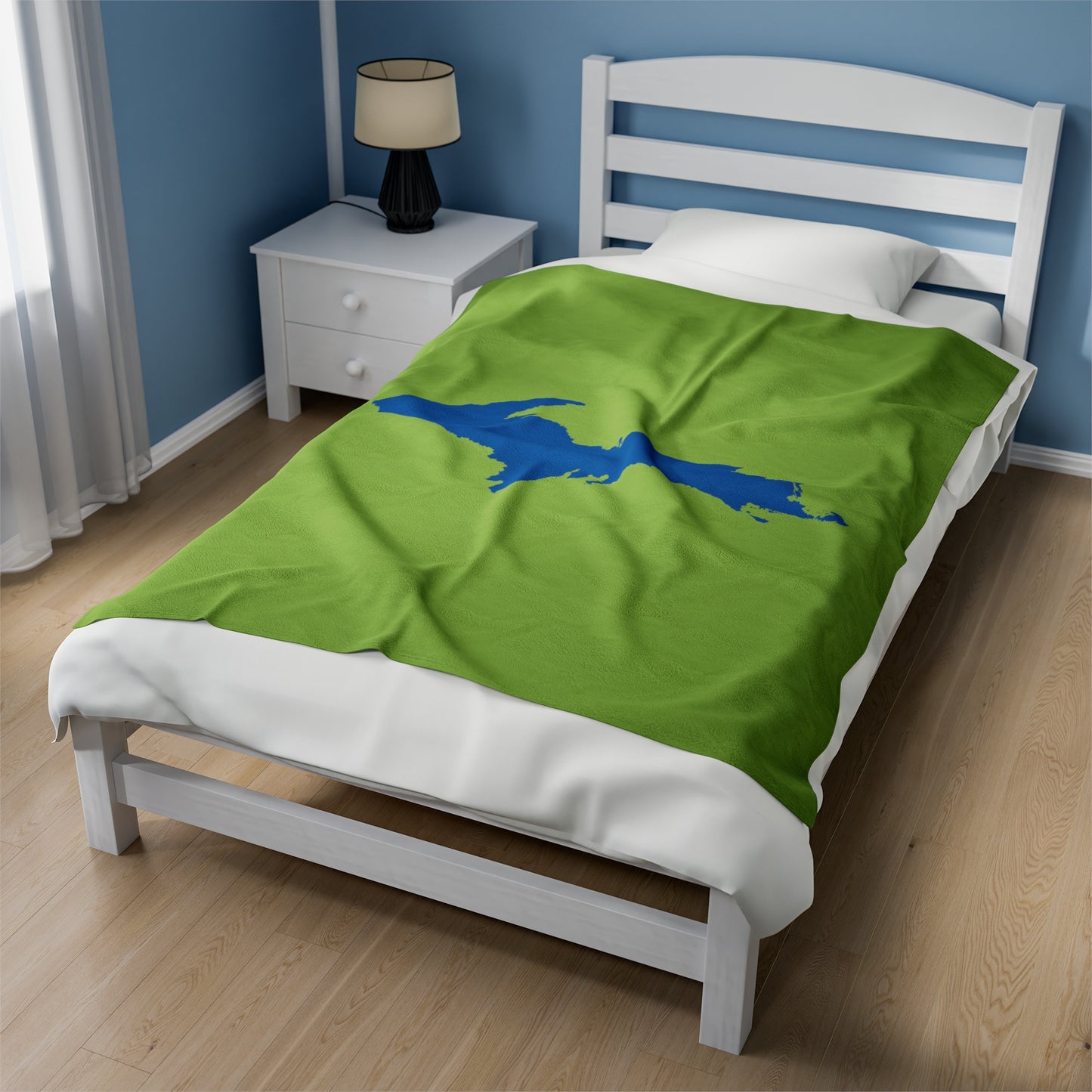 Michigan Upper Peninsula Plush Blanket (w/ Azure UP Outline) | Gooseberry Green