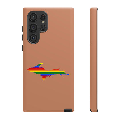 Michigan Upper Peninsula Tough Phone Case (Copper Color w/ UP Pride Flag Outline) | Samsung & Pixel Android