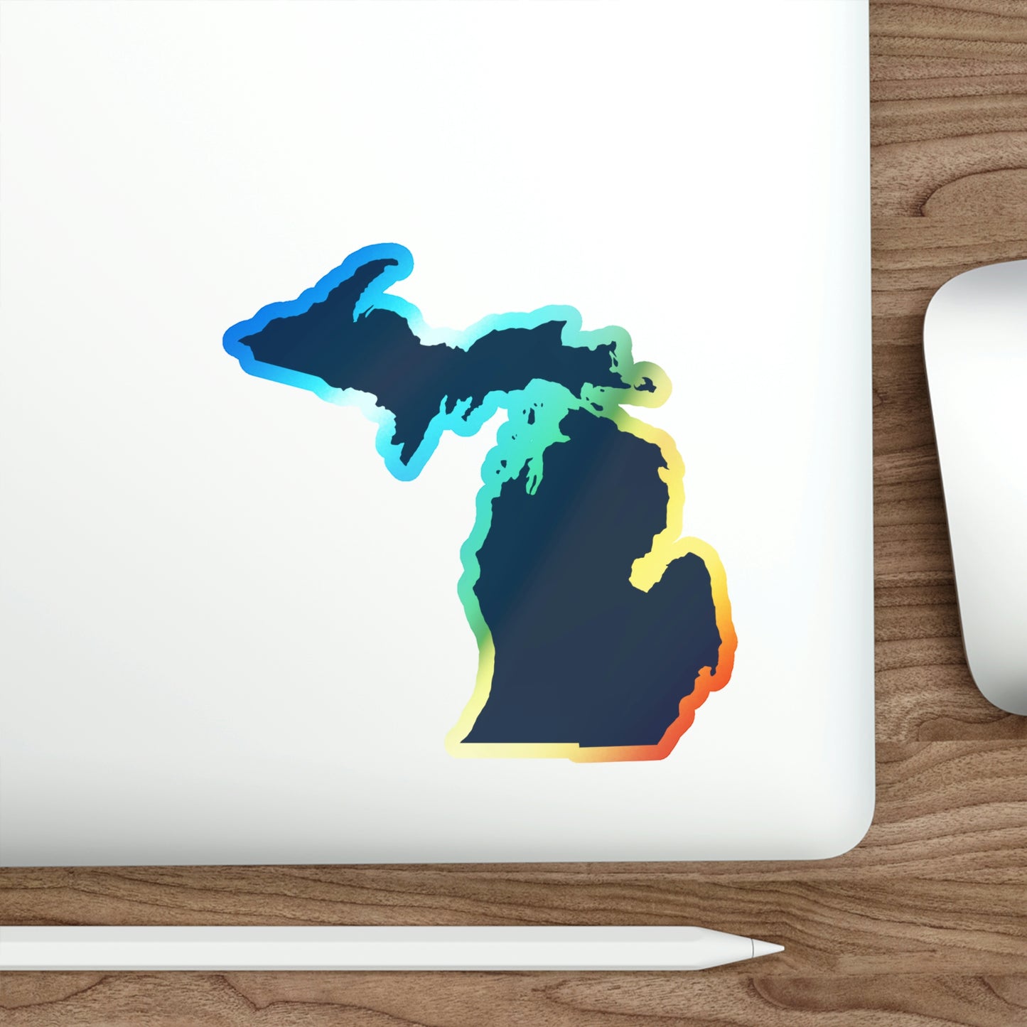 Michigan Outline Holographic Die-cut Stickers | Navy Color