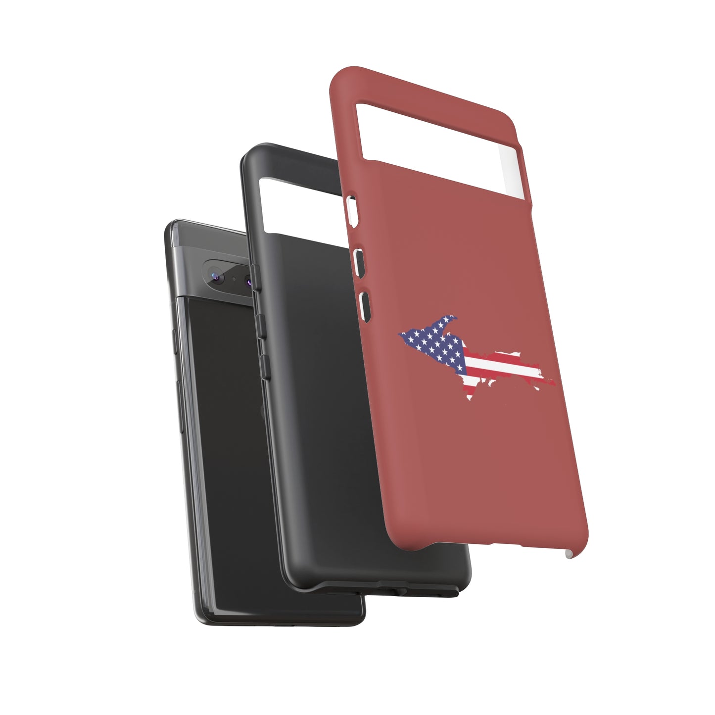 Michigan Upper Peninsula Tough Phone Case (Ore Dock Red w/ UP USA Flag Outline) | Samsung & Pixel Android