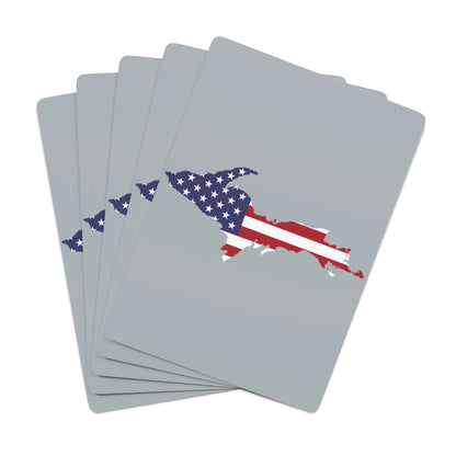 Michigan Upper Peninsula Poker Cards (Silver w/ UP USA Flag Outline)