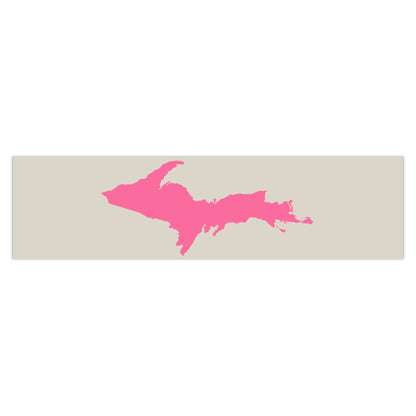 Michigan Upper Peninsula Bumper Sticker (w/ Pink UP Outline) | Canvas Color Background