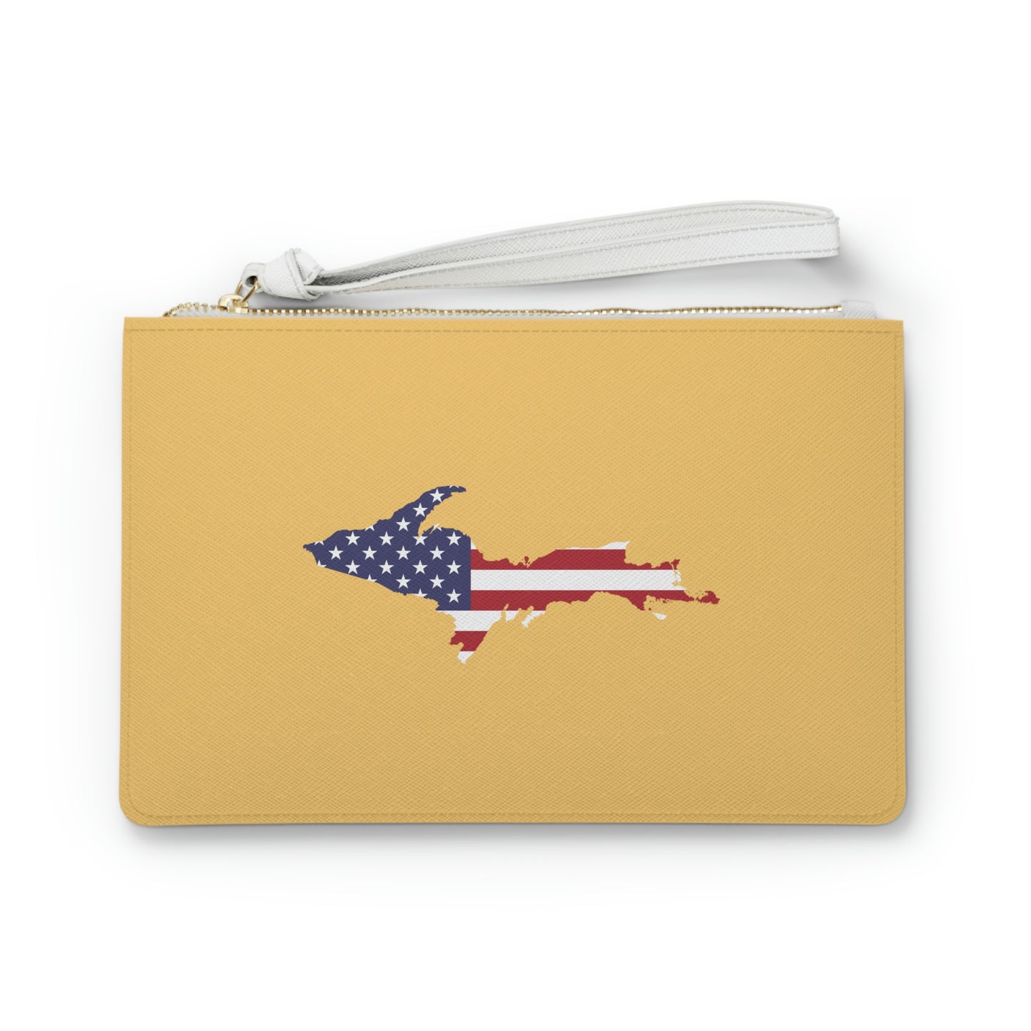 Michigan Upper Peninsula Clutch Bag (Citrine Color w/UP USA Flag Outline)